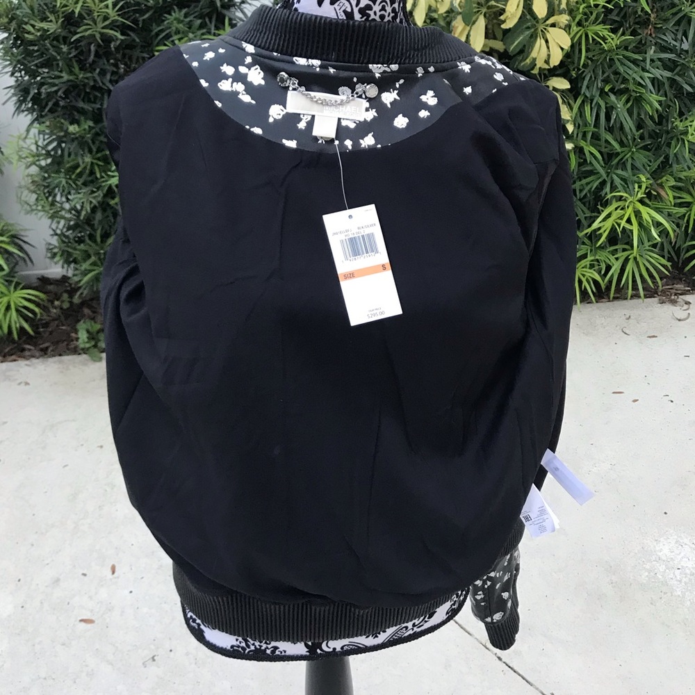 Michael Kors Jacket Black Silver Roses🌹W AUTHENT - Picture 5 of 8